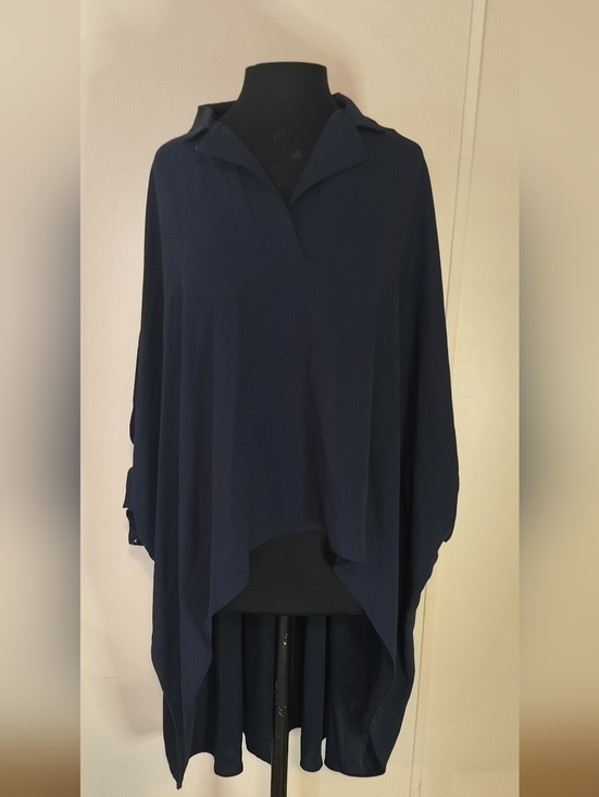 Gracia Tops - Gracia Navy Draped V-Neck Blouse